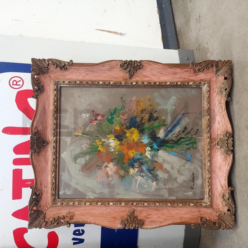 QUADRO PAOLO CHELLINI FIORI CORNICE LAVORATA | Mercatino dell'Usato Cava de tirreni 1