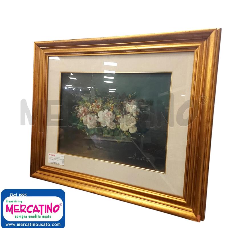 QUADRO SANTORO CORNICE DORATA CON VASO FIORI | Mercatino dell'Usato Cava de tirreni 1