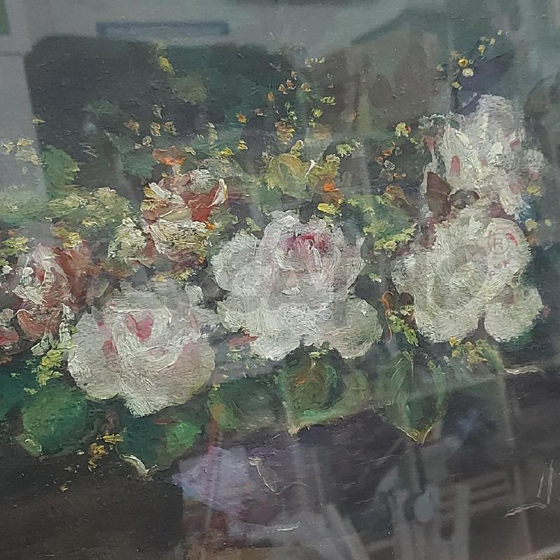 QUADRO SANTORO CORNICE DORATA CON VASO FIORI | Mercatino dell'Usato Cava de tirreni 3