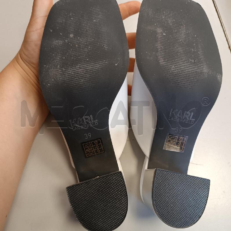 SANDALI DONNA KARL LAGERFIELD BIANCHE TACCO ARGENTATO LOGGATO | Mercatino dell'Usato Cava de tirreni 3