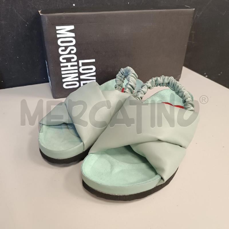 SANDALI DONNA LOVE MOSCHINO VERDE CHIARO FASCE INCROCIO | Mercatino dell'Usato Cava de tirreni 1