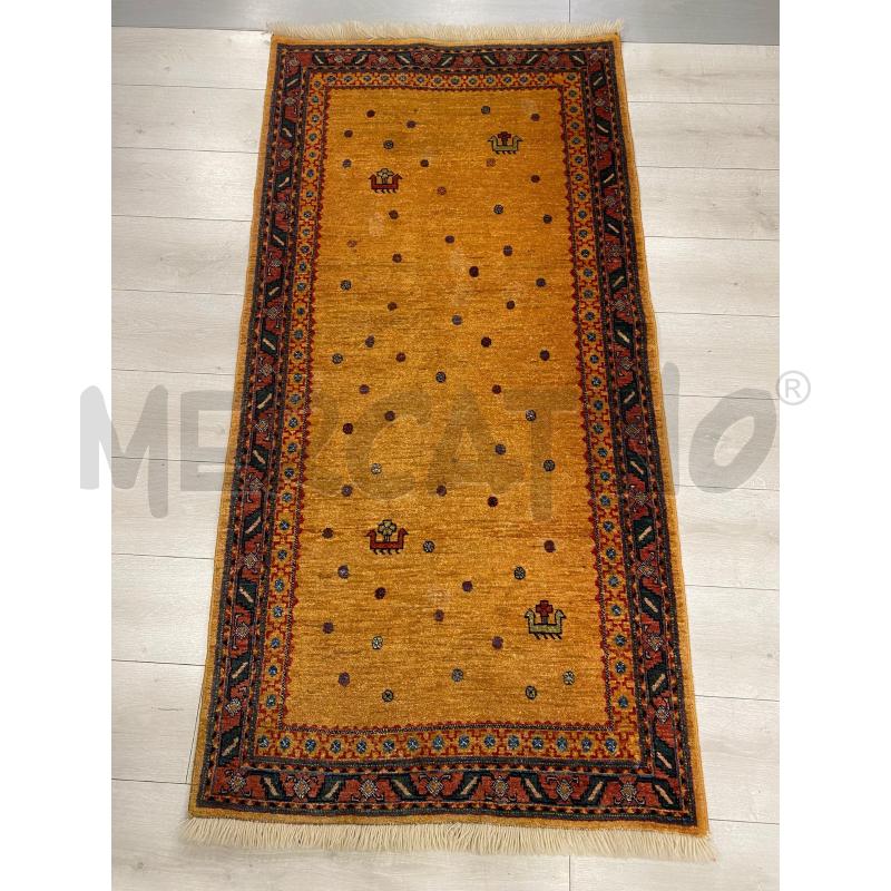 TAPPETO GABBEH PERSIANO MOTIVI GEOMETRICI ARANCIONE FRANGE 177X90CM | Mercatino dell'Usato Cava de tirreni 1