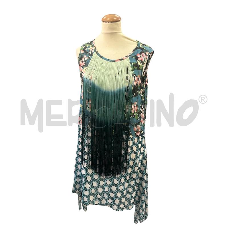 VESTITO DONNA BEATRICE B VERDE FRANGE LUNGHE FANTASIA | Mercatino dell'Usato Cava de tirreni 1
