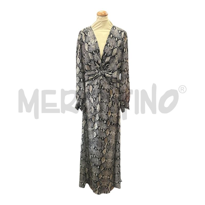 VESTITO DONNA GUESS MARCIANO PITONATO NERO BIANCO BEIGE LUNGO SETA | Mercatino dell'Usato Cava de tirreni 1