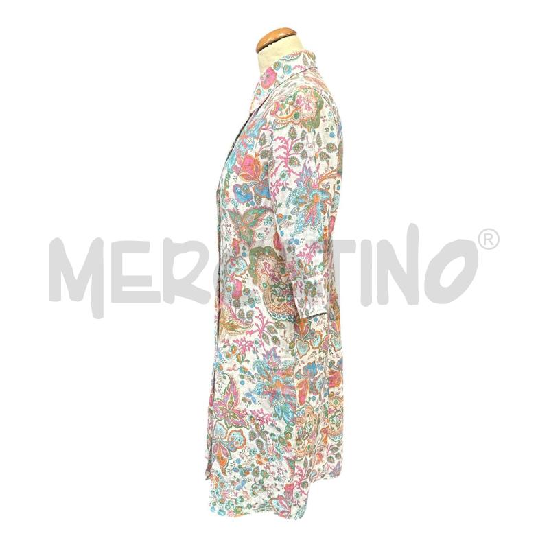 VESTITO DONNA JECKERSON BEIGE FIORI VERDI CELESTI LINO  | Mercatino dell'Usato Cava de tirreni 3