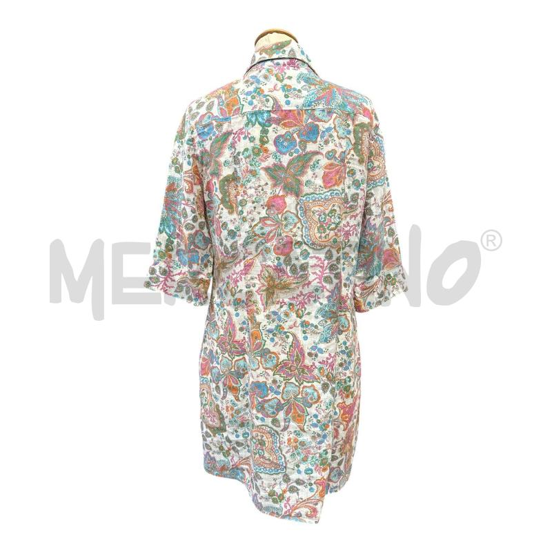 VESTITO DONNA JECKERSON BEIGE FIORI VERDI CELESTI LINO  | Mercatino dell'Usato Cava de tirreni 4