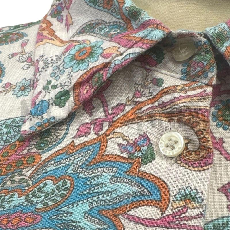 VESTITO DONNA JECKERSON BEIGE FIORI VERDI CELESTI LINO  | Mercatino dell'Usato Cava de tirreni 5