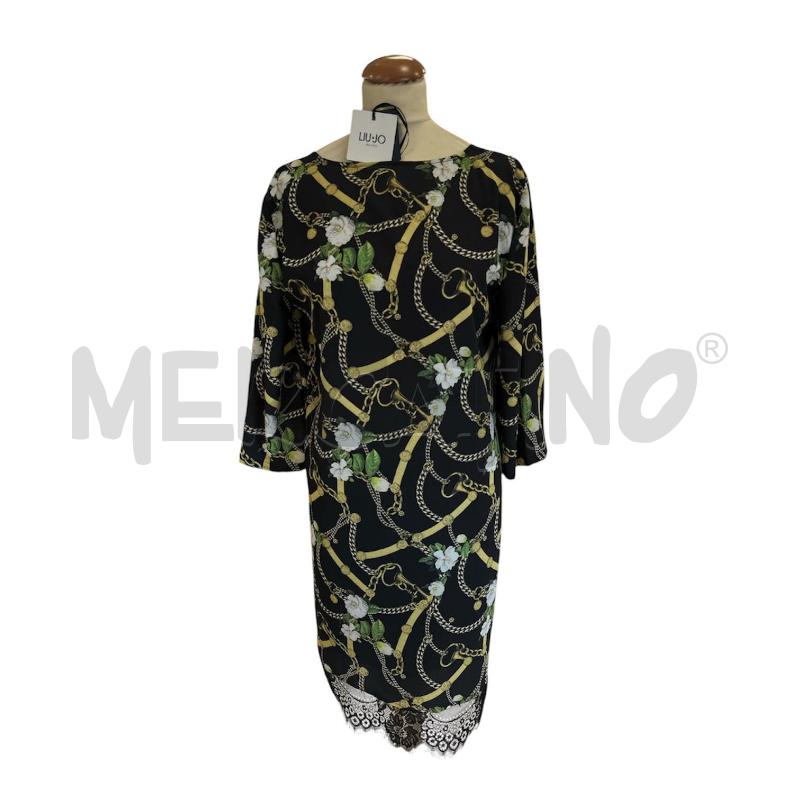 VESTITO DONNA LIU JO NERO CATENE FIORI GIALLI BIANCHI | Mercatino dell'Usato Cava de tirreni 1