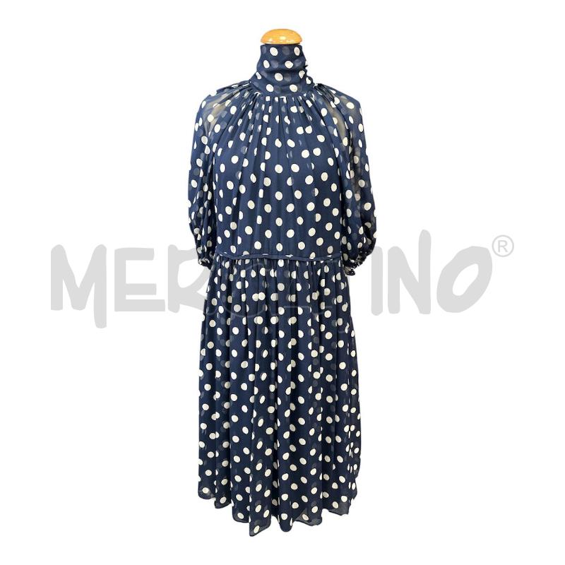 VESTITO DONNA LUISA SPAGNOLI BLU SETA POIS BIANCHI | Mercatino dell'Usato Cava de tirreni 1