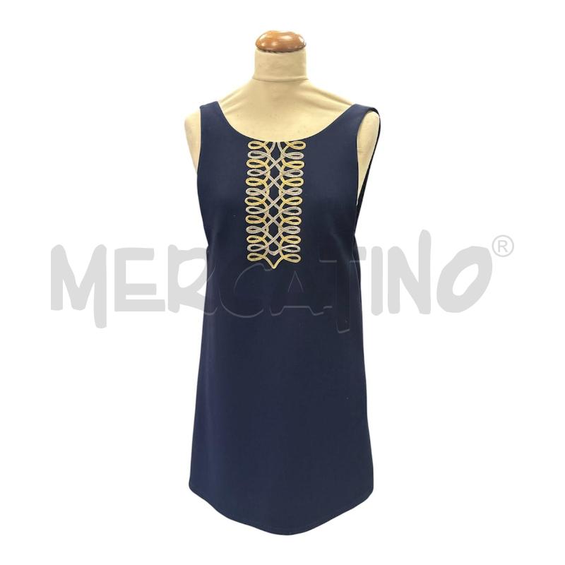 VESTITO DONNA PINKO BLU DISEGNO FILI DORATI ARGENTO | Mercatino dell'Usato Cava de tirreni 1