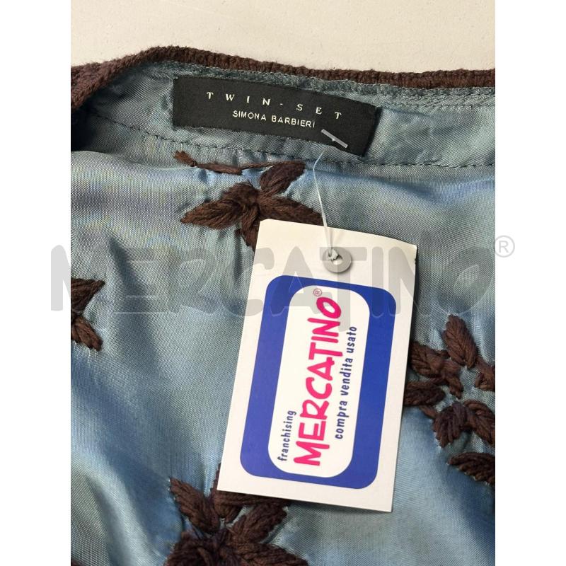 VESTITO DONNA TWINSET AZZURRO MARRONE FANTASCIA RICAMI SCOLLO V  | Mercatino dell'Usato Cava de tirreni 2