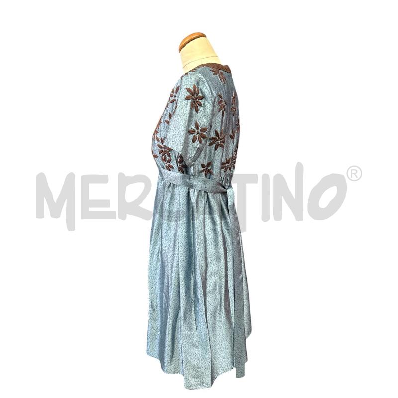 VESTITO DONNA TWINSET AZZURRO MARRONE FANTASCIA RICAMI SCOLLO V  | Mercatino dell'Usato Cava de tirreni 3