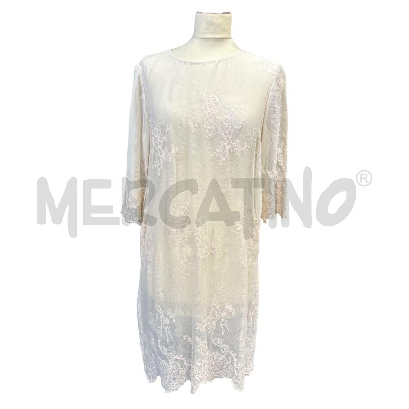 VESTITO DONNA TWINSET  BEIGE SETA RICAMO TRASPARENTE | Mercatino dell'Usato Cava de tirreni 1