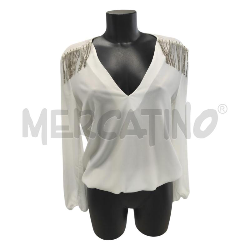 BLUSA DONNA CAMOMILLA BIANCA SPALLE STRASS FRANGE TG. 44 | Mercatino dell'Usato Salerno torrione 1