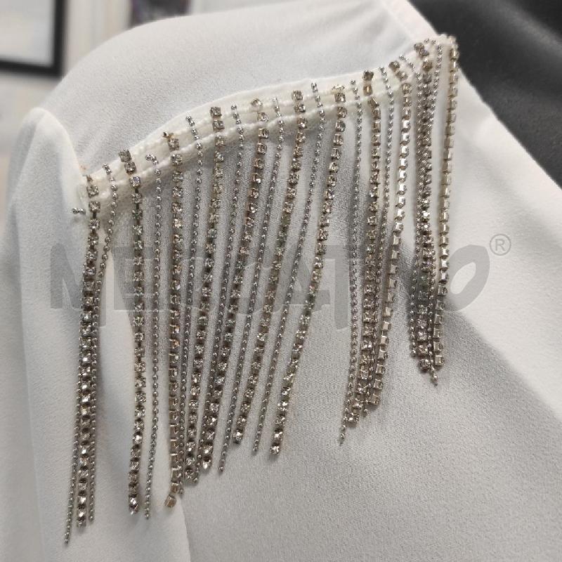 BLUSA DONNA CAMOMILLA BIANCA SPALLE STRASS FRANGE TG. 44 | Mercatino dell'Usato Salerno torrione 2