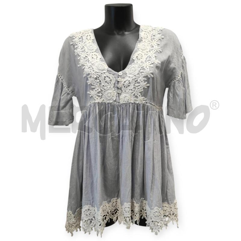 BLUSA DONNA PANAJI AZZURRA RIGHINI BIANCHI TG. S | Mercatino dell'Usato Salerno torrione 1