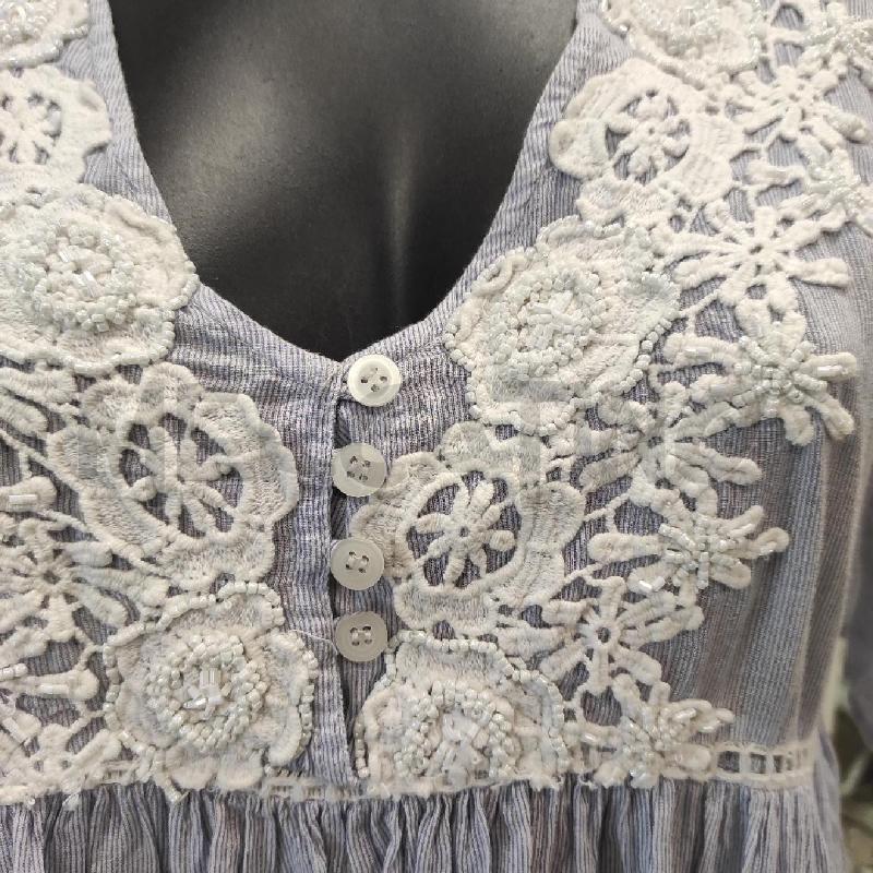 BLUSA DONNA PANAJI AZZURRA RIGHINI BIANCHI TG. S | Mercatino dell'Usato Salerno torrione 2