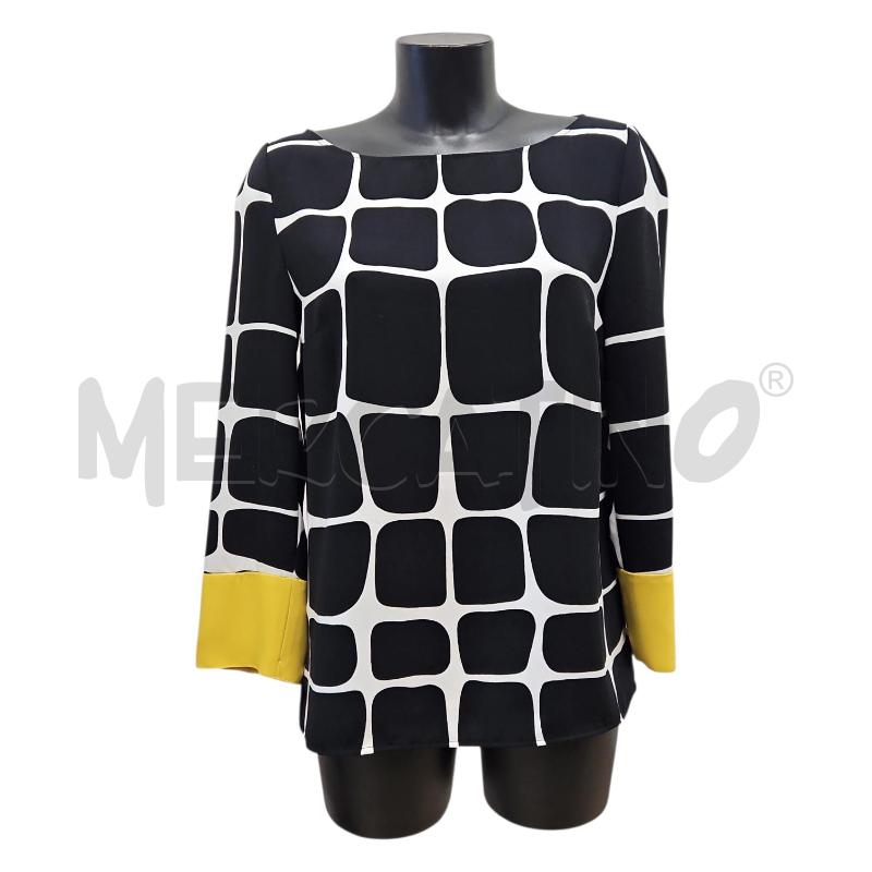 BLUSA DONNA PENNYBLACK QUADRI NERI BORDI GIALLI TG. 46 | Mercatino dell'Usato Salerno torrione 1