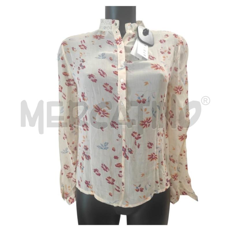 BLUSA DONNA STEFANEL PANNA FIORI ROSSI MAN LUNGA TG S | Mercatino dell'Usato Salerno torrione 1