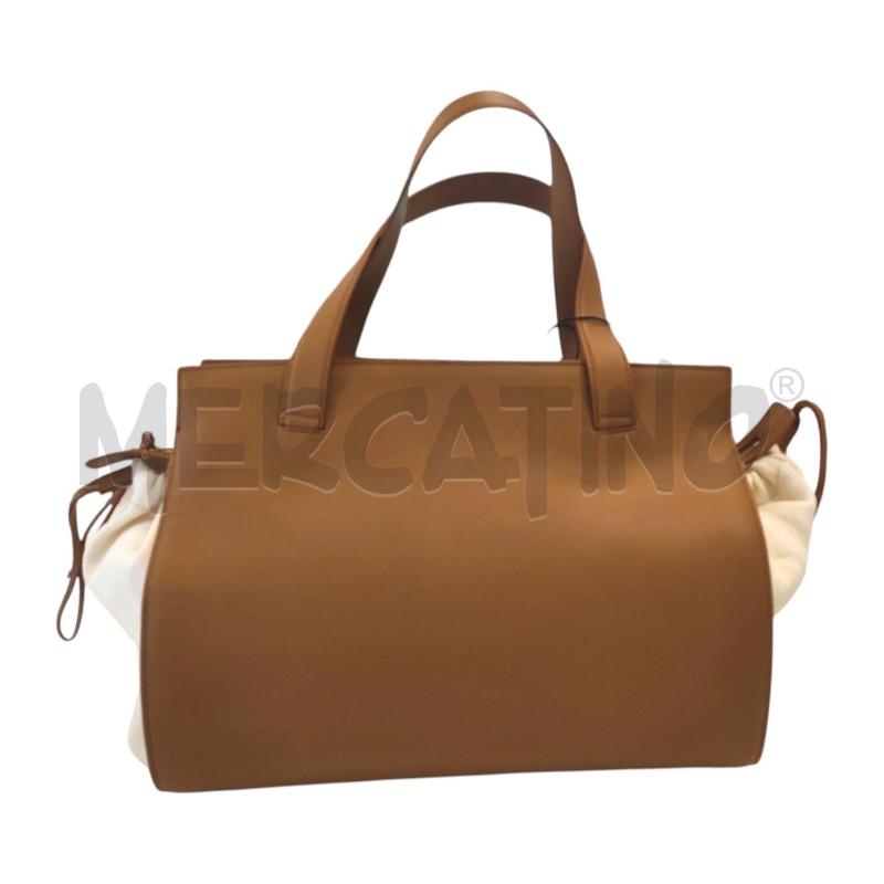 BORSA DONNA ANTONELLI FIRENZE PELLE TABACCO E CANVAS BIMATERIALE  | Mercatino dell'Usato Salerno torrione 1