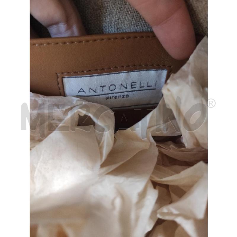 BORSA DONNA ANTONELLI FIRENZE PELLE TABACCO E CANVAS BIMATERIALE  | Mercatino dell'Usato Salerno torrione 2