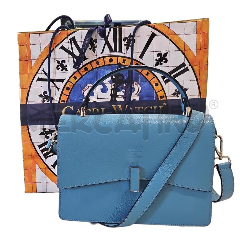 BORSA DONNA CAPRI AZZURRA A MANO CON TRACOLLA CON CORREDO  | Mercatino dell'Usato Salerno torrione 1