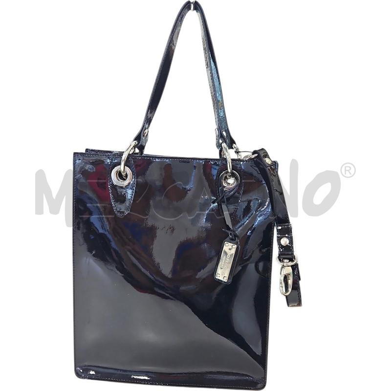 BORSA DONNA TEO FLORES NERA LACCATA CON TRACOLLA | Mercatino dell'Usato Salerno torrione 1