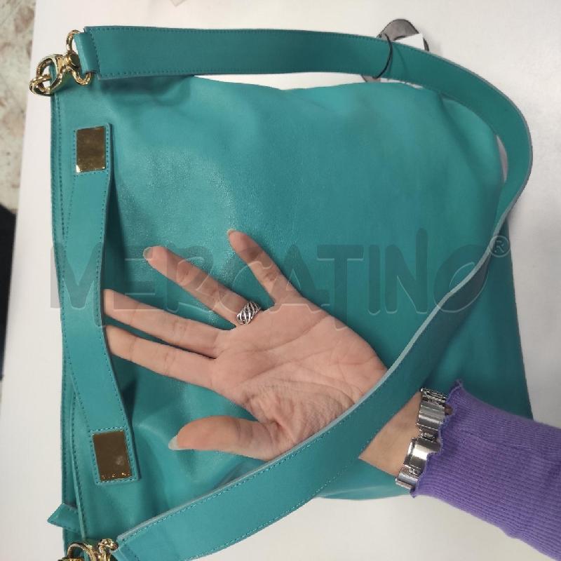 BORSA DONNA VICINI IN PELLE  TURCHESE  | Mercatino dell'Usato Salerno torrione 4