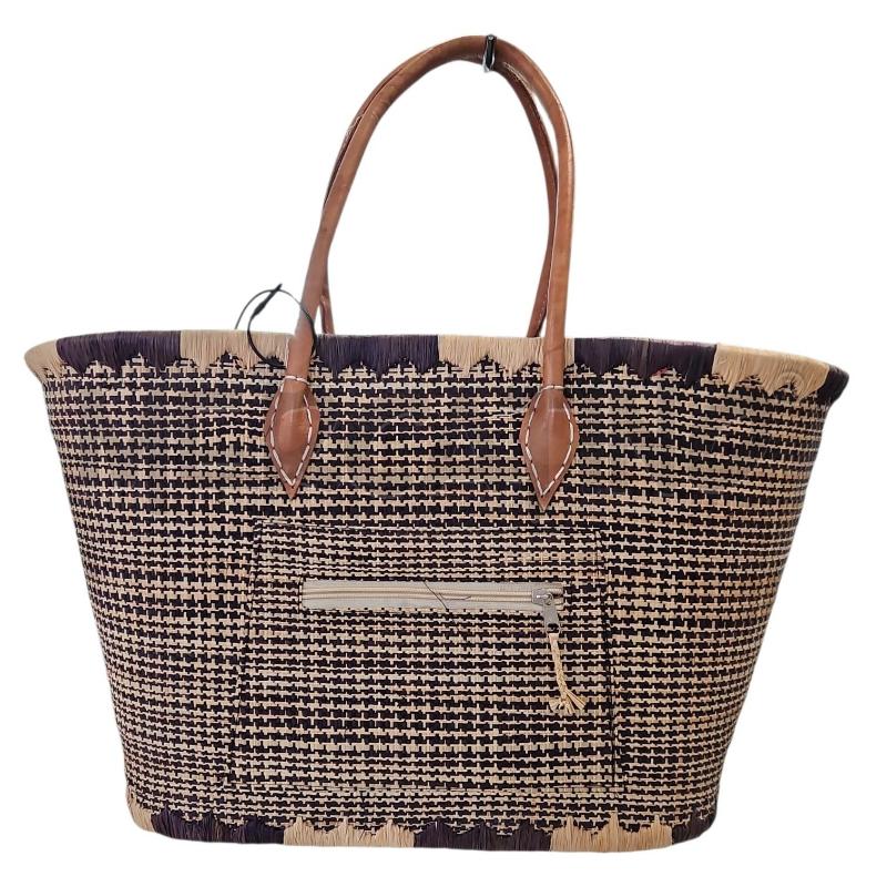 BORSA DONNA VIMINI BLU BEIGE MANICI PELLE CHIUSURA LACCIO | Mercatino dell'Usato Salerno torrione 1