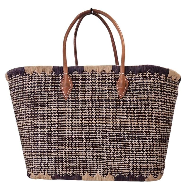BORSA DONNA VIMINI BLU BEIGE MANICI PELLE CHIUSURA LACCIO | Mercatino dell'Usato Salerno torrione 2