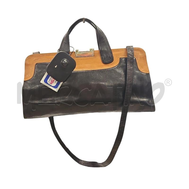 BORSA DONNA VINTAGE NERA MARRONE IN PELLE  | Mercatino dell'Usato Salerno torrione 2