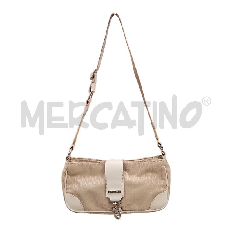 BORSETTA DONNA POLLINI TELA BEIGE PELLE BIANCA | Mercatino dell'Usato Salerno torrione 1