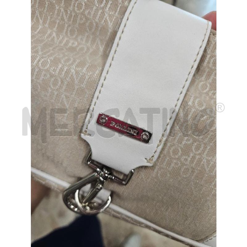 BORSETTA DONNA POLLINI TELA BEIGE PELLE BIANCA | Mercatino dell'Usato Salerno torrione 3