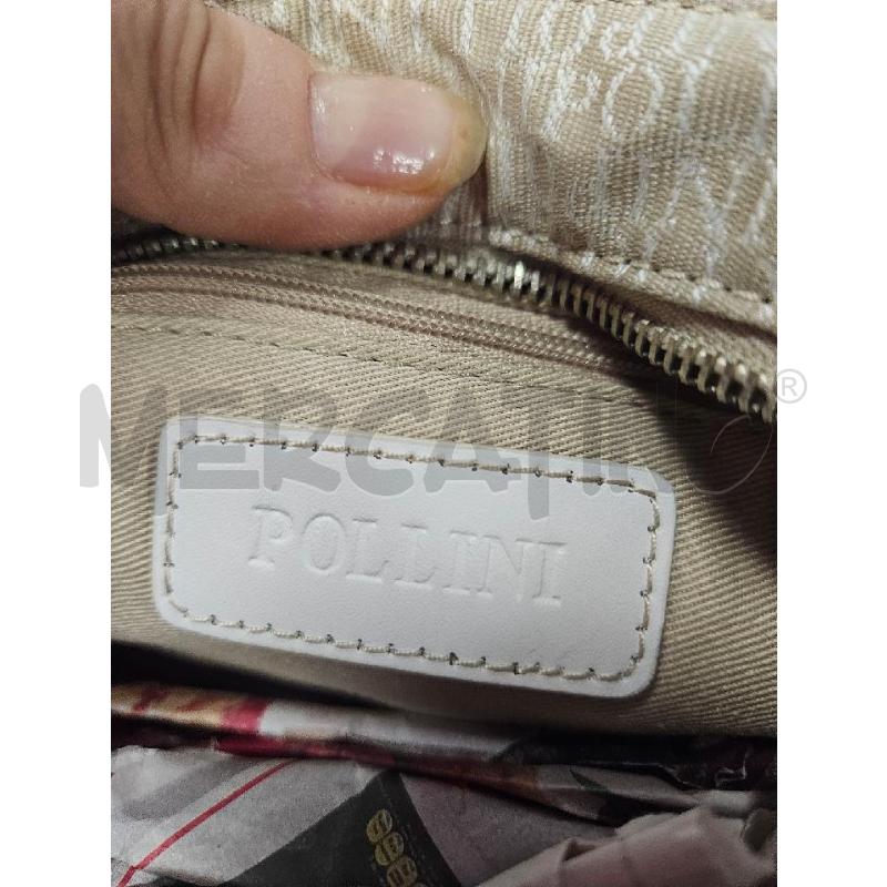 BORSETTA DONNA POLLINI TELA BEIGE PELLE BIANCA | Mercatino dell'Usato Salerno torrione 4