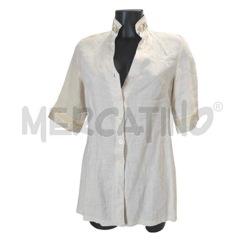 CAMICIA DONNA SILMAR BEIGE BORDI PAILLETTES LINO TG. M | Mercatino dell'Usato Salerno torrione 1