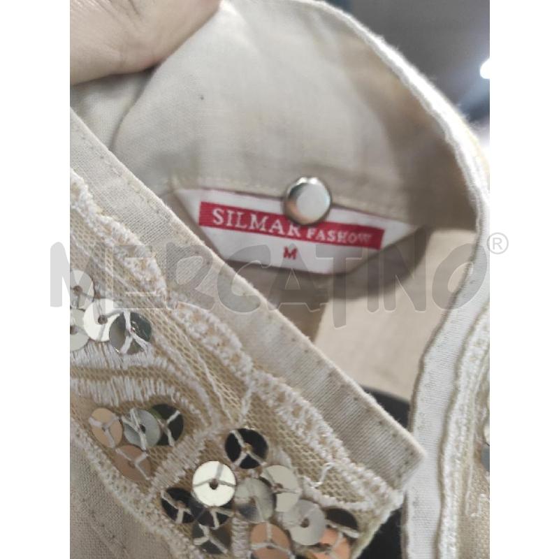 CAMICIA DONNA SILMAR BEIGE BORDI PAILLETTES LINO TG. M | Mercatino dell'Usato Salerno torrione 2