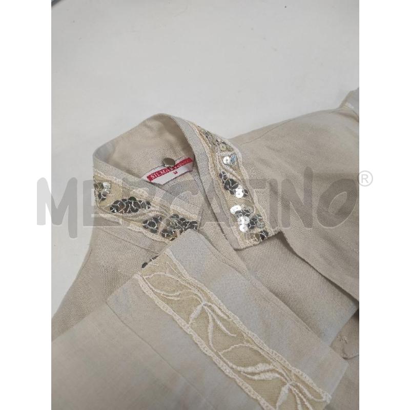 CAMICIA DONNA SILMAR BEIGE BORDI PAILLETTES LINO TG. M | Mercatino dell'Usato Salerno torrione 4