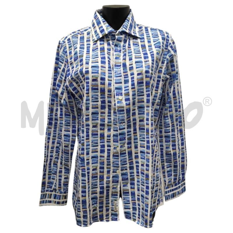 CAMICIA UOMO ALTEMFLOWER BIANCA FANTASIA BLU TG. 42 | Mercatino dell'Usato Salerno torrione 1