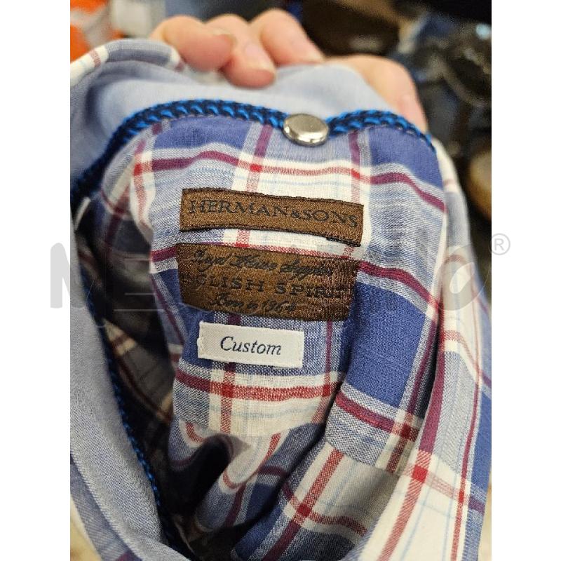 CAMICIA UOMO HERMAN&SONS QUADRI BLU BIANCO ROSSO TOPPE GOMITI TG. 43 | Mercatino dell'Usato Salerno torrione 3