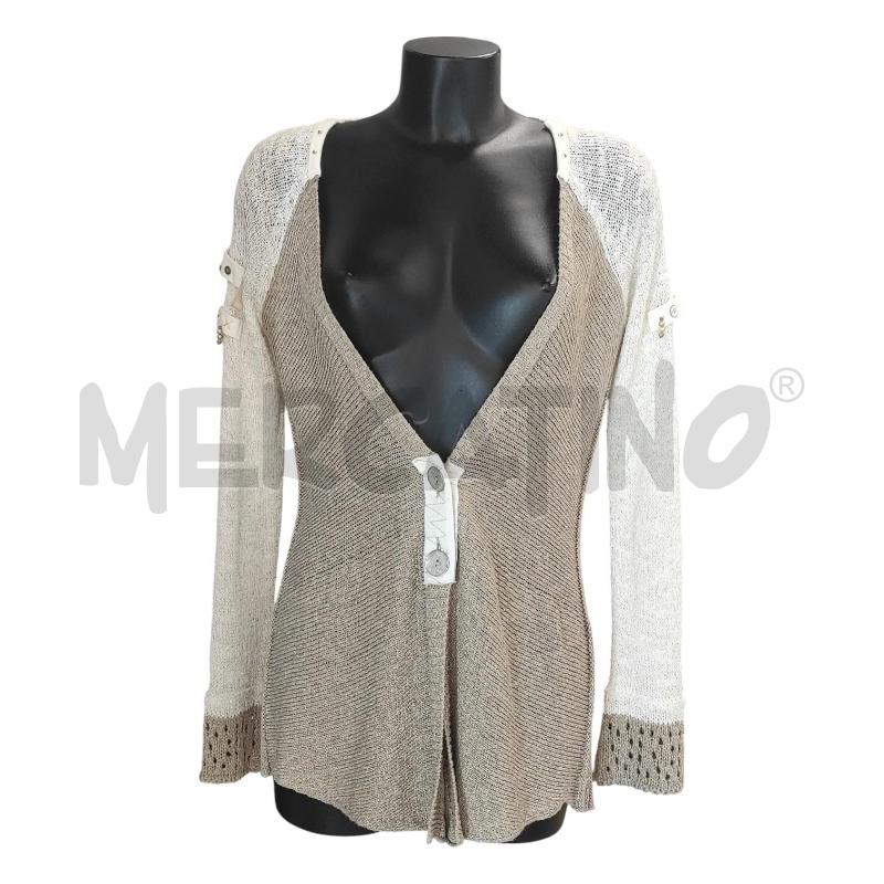 CARDIGAN DONNA ELISA CAVALETTI BEIGE BIANCO TG. U | Mercatino dell'Usato Salerno torrione 1
