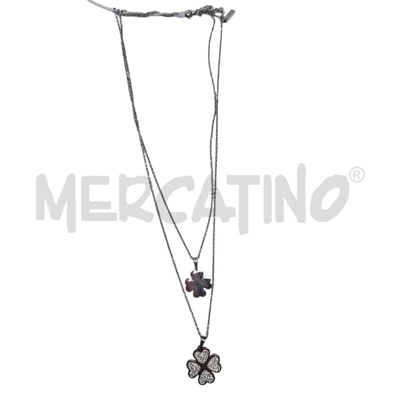 COLLANA QUADRIFOGLI DOPPIO GIRO ACCIAIO | Mercatino dell'Usato Salerno torrione 1