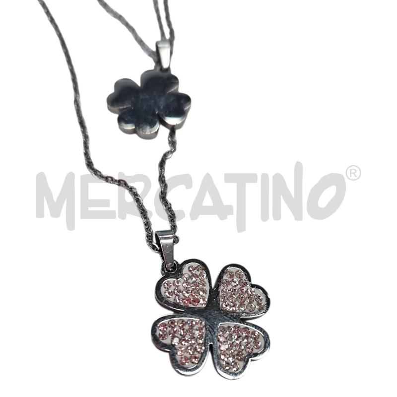 COLLANA QUADRIFOGLI DOPPIO GIRO ACCIAIO | Mercatino dell'Usato Salerno torrione 2