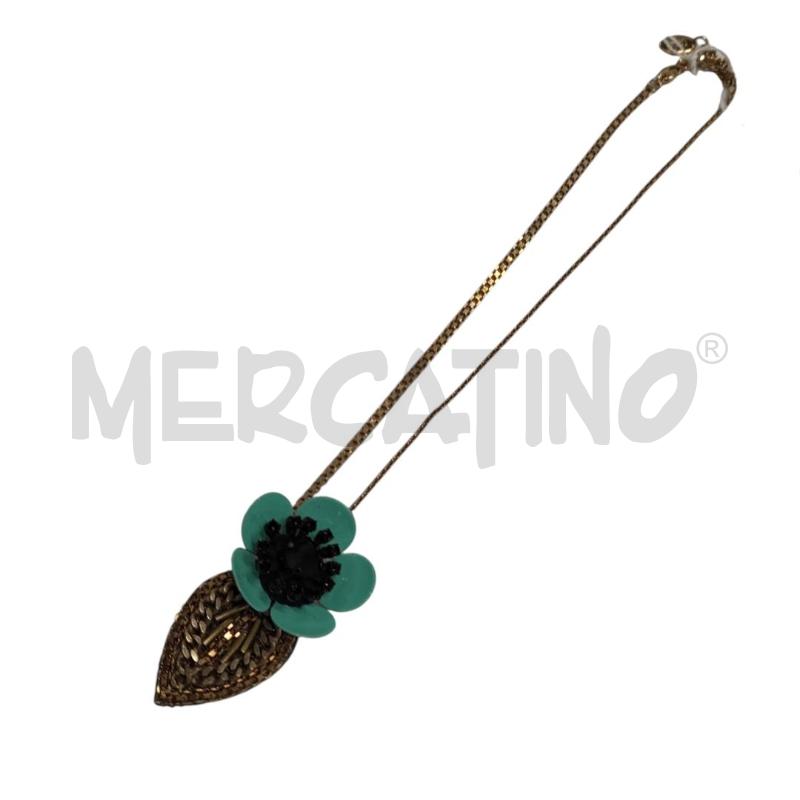 COLLANA RADÀ FIORE NERO E TIFFANY CON FOGLIA | Mercatino dell'Usato Salerno torrione 1