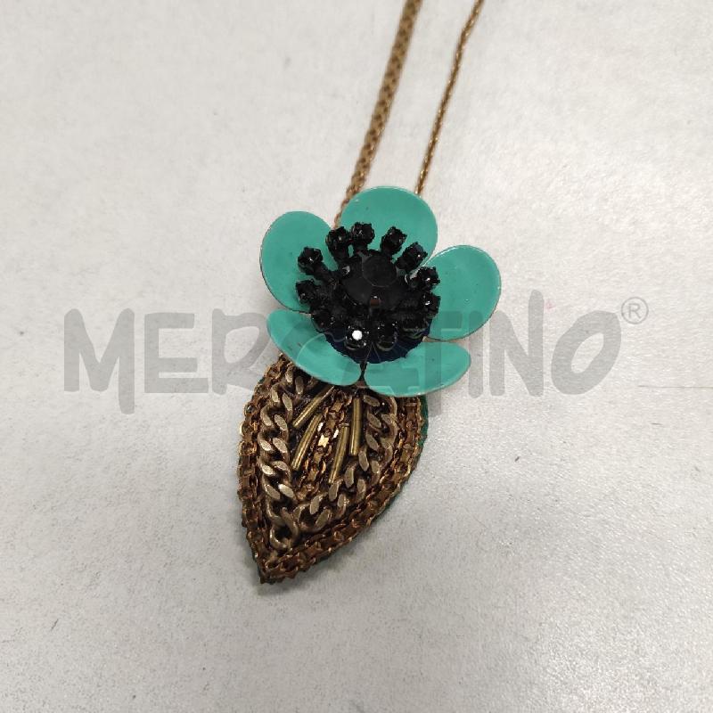 COLLANA RADÀ FIORE NERO E TIFFANY CON FOGLIA | Mercatino dell'Usato Salerno torrione 2