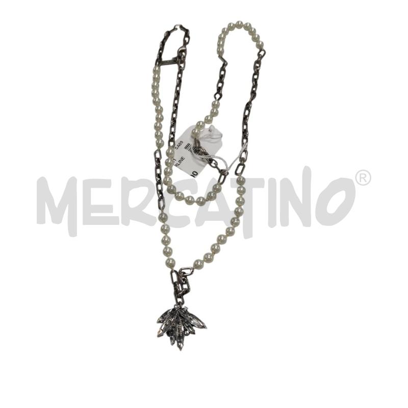 COLLANA RADÀ PERLINE BIANCHE MAGLIA METALLICA E CIONDOLO STRASS | Mercatino dell'Usato Salerno torrione 1