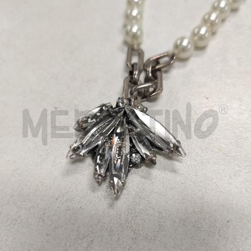 COLLANA RADÀ PERLINE BIANCHE MAGLIA METALLICA E CIONDOLO STRASS | Mercatino dell'Usato Salerno torrione 2