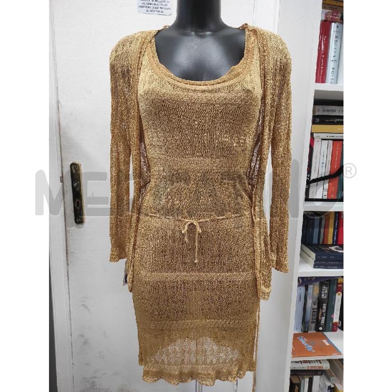 COMPLETO DONNA GUESS DORATO TRAFORATO VESTITO + COPRISPALLE TG. 42 | Mercatino dell'Usato Salerno torrione 2