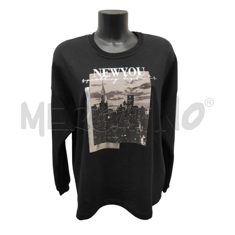 FELPA DONNA INTREND NERA STAMPA NEW YORK TG. M OVER | Mercatino dell'Usato Salerno torrione 1