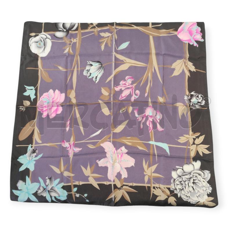 FOULARD LEONARD GRIGIO VIOLA CON FIORI ROSA | Mercatino dell'Usato Salerno torrione 1