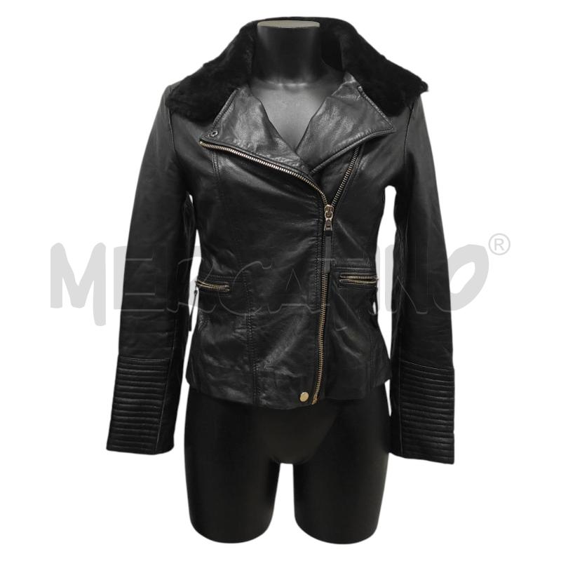 GIACCA DONNA MANGO PELLE CON COLLO PELLICCIOTTO TG. S | Mercatino dell'Usato Salerno torrione 1